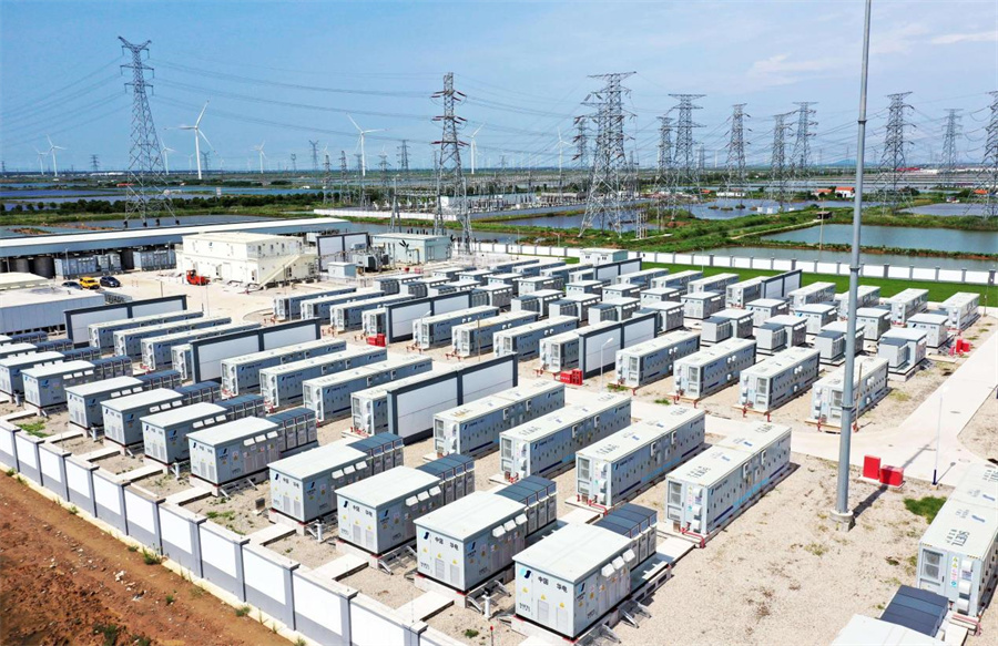 Photo shows an energy storage station in Guanyun county, Lianyungang, east China's Jiangsu province. [Photo/Ren Yigang]