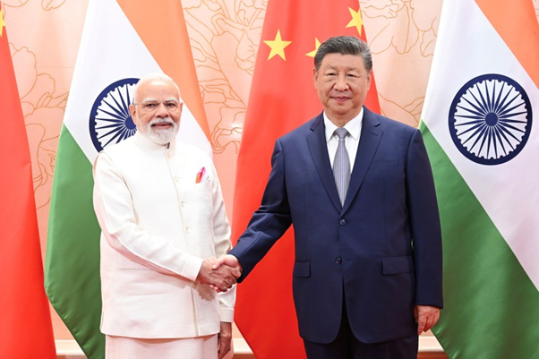 Chinese President Xi Jinping meets with Indian Prime Minister Narendra Modi in Tianjin, China, on Aug. 31. XIE HUANCHI/XINHUA VIA GETTY IMAGES